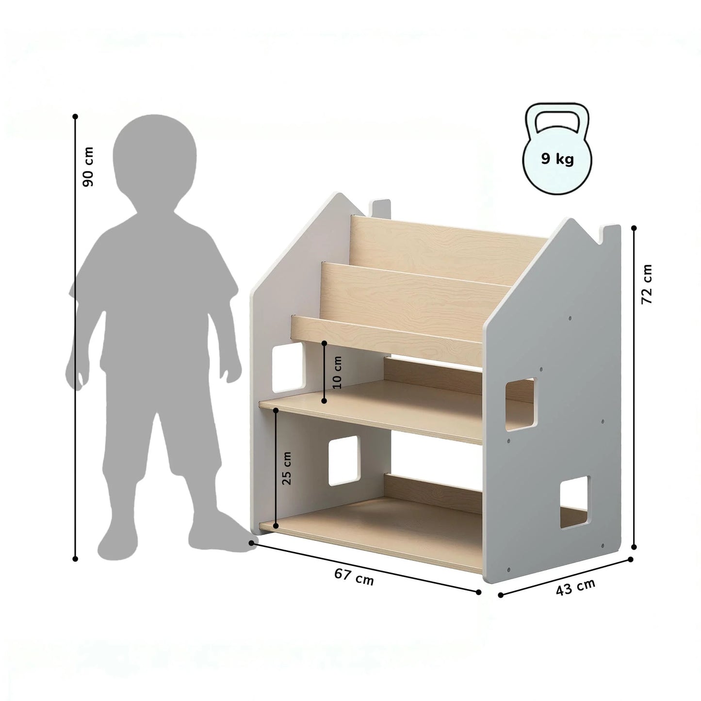 2in1-Kinderregal, versch. Farben