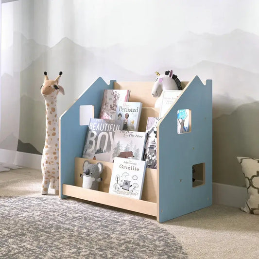 Bücherregal Häuschen in Blau für Kinder