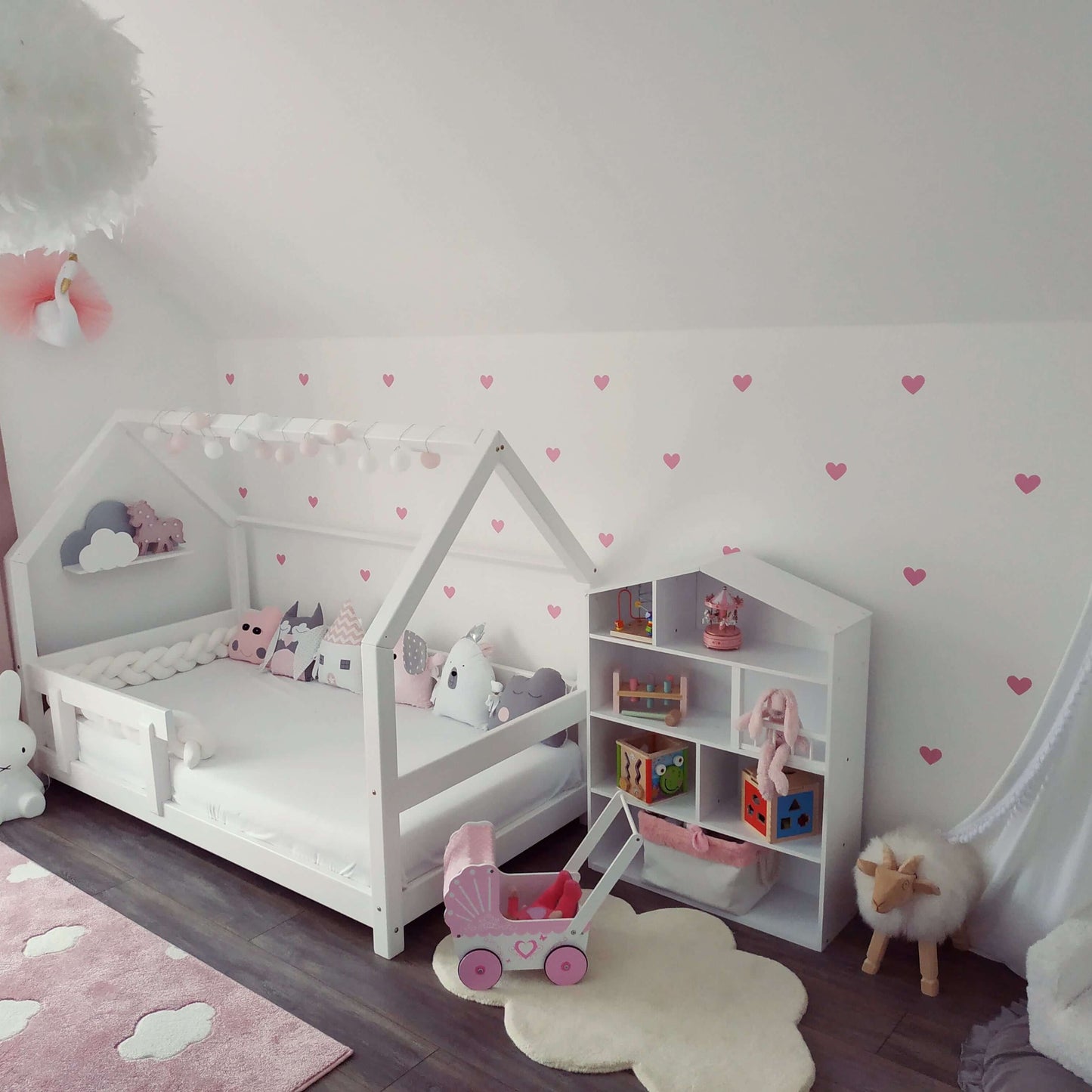 Hausbett FENNA für Kinder mit Rausfallschutz, versch. Maße & Farben