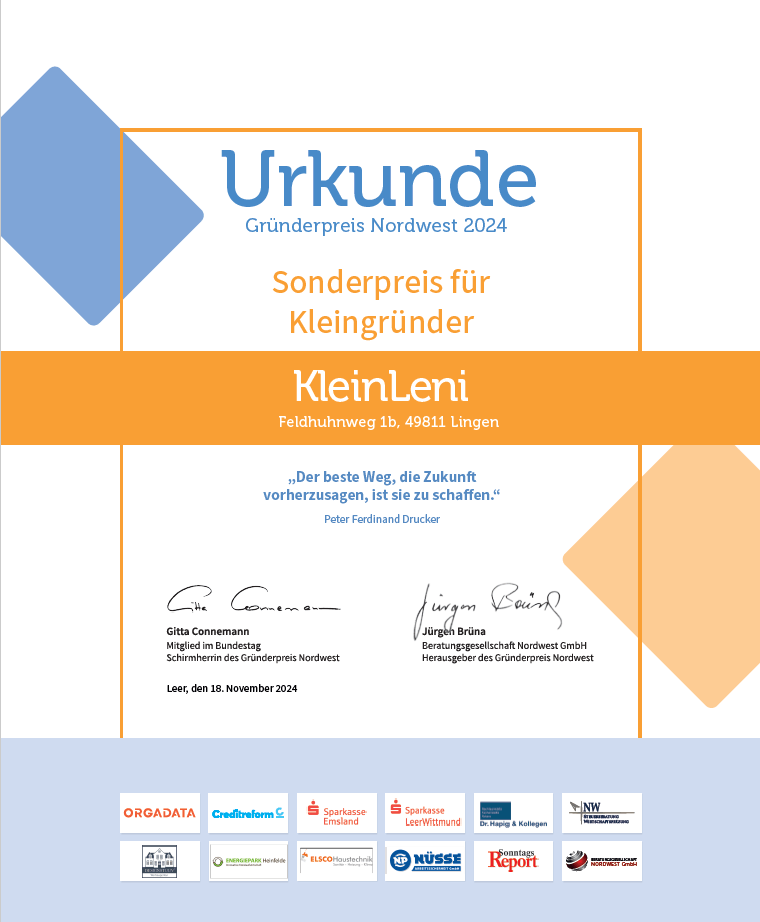 KleinLeni Sonderpreis für Kleingründer 2024 Nordwest