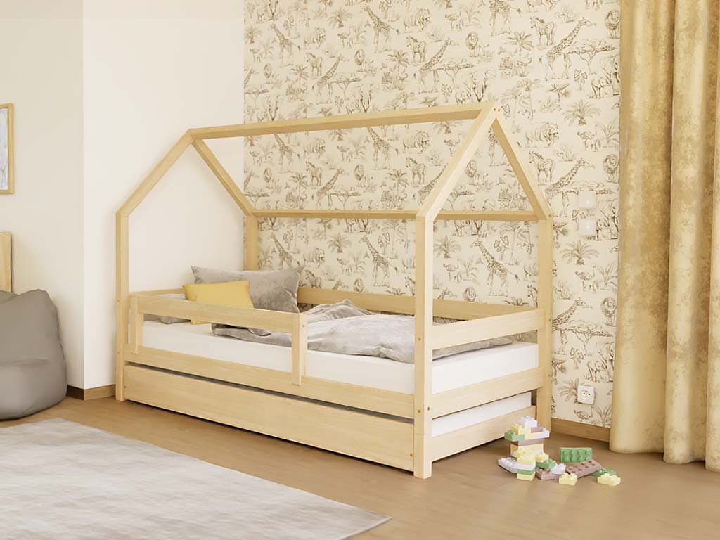 Hausbett FENNA für Kinder mit Rausfallschutz, versch. Maße & Farben