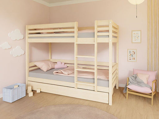 Holz Etagenbett Loni mit Leiter, versch. Farben & Zubehör