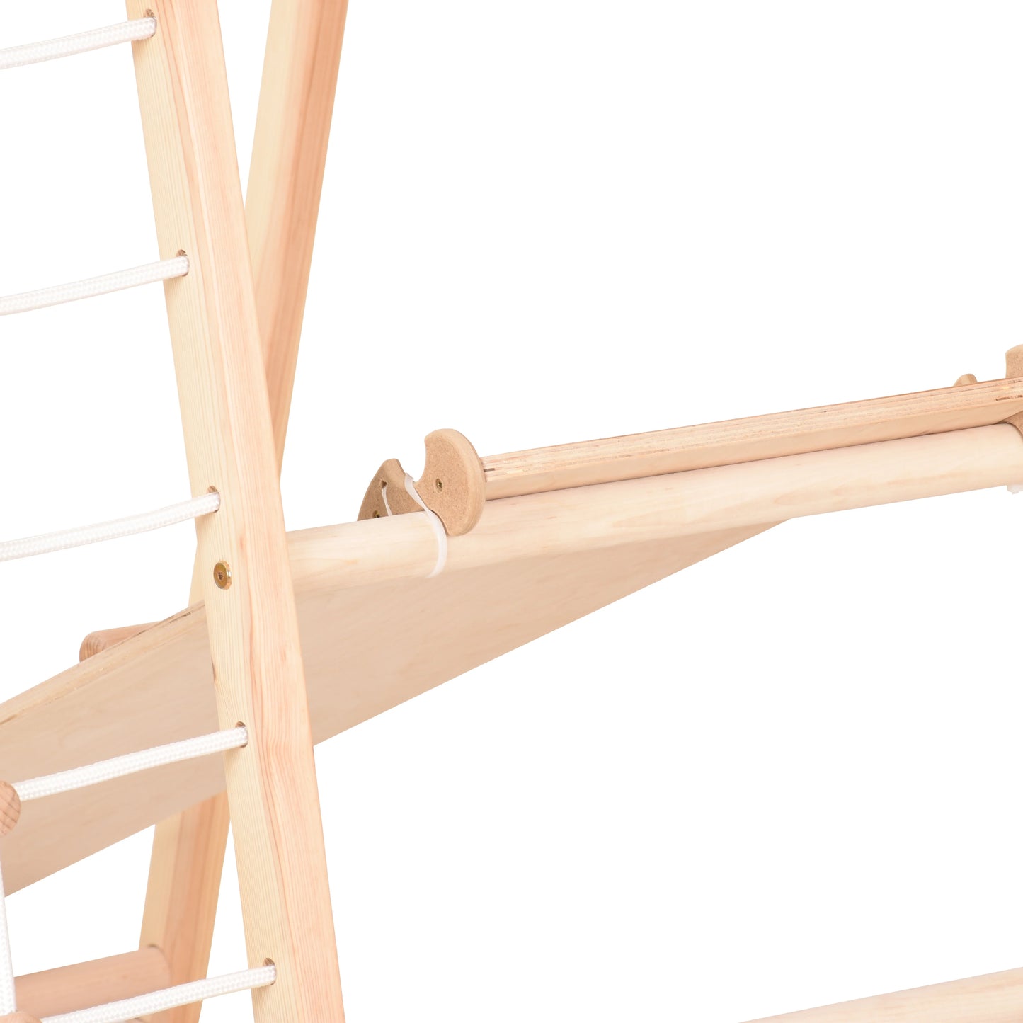 Indoor Spielplatz natur aus Holz - Kletternetz, schwedische Leiter, Ringe, Rutsche