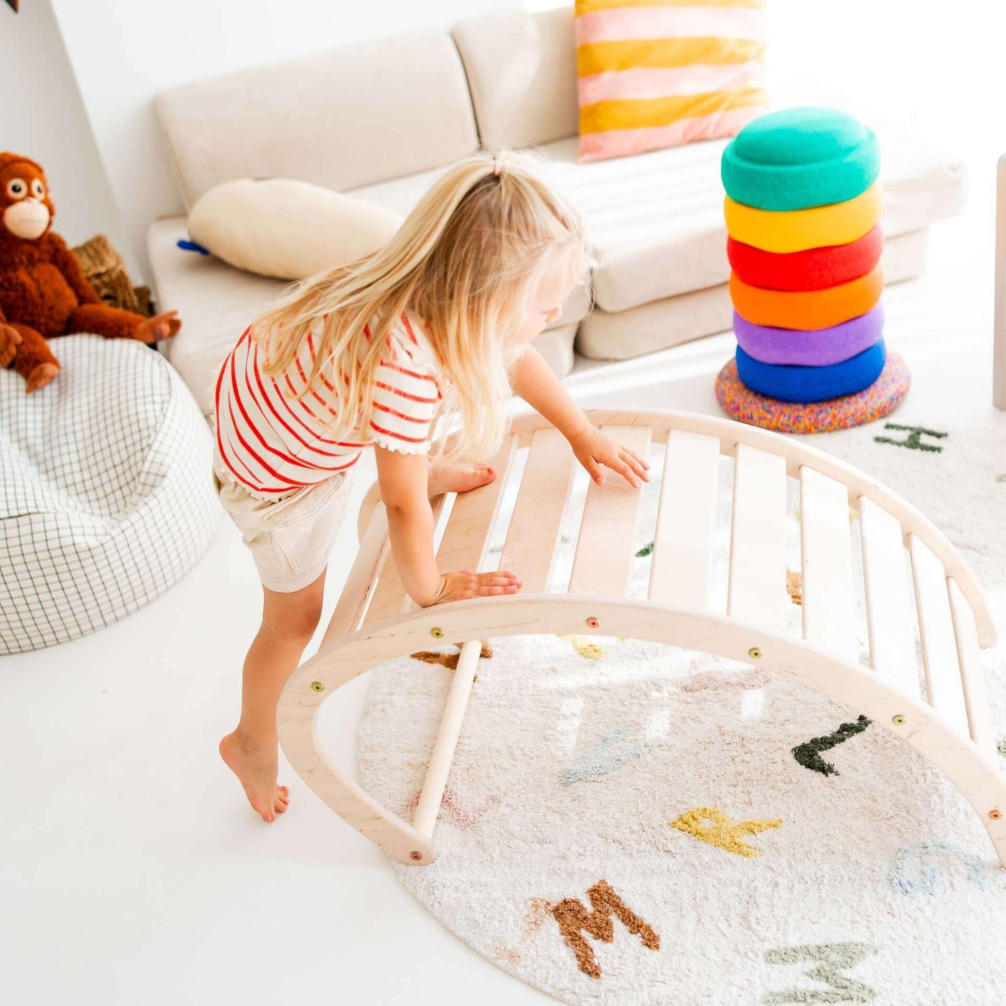 Monkey climbing set - climbing triangle, slide & arch