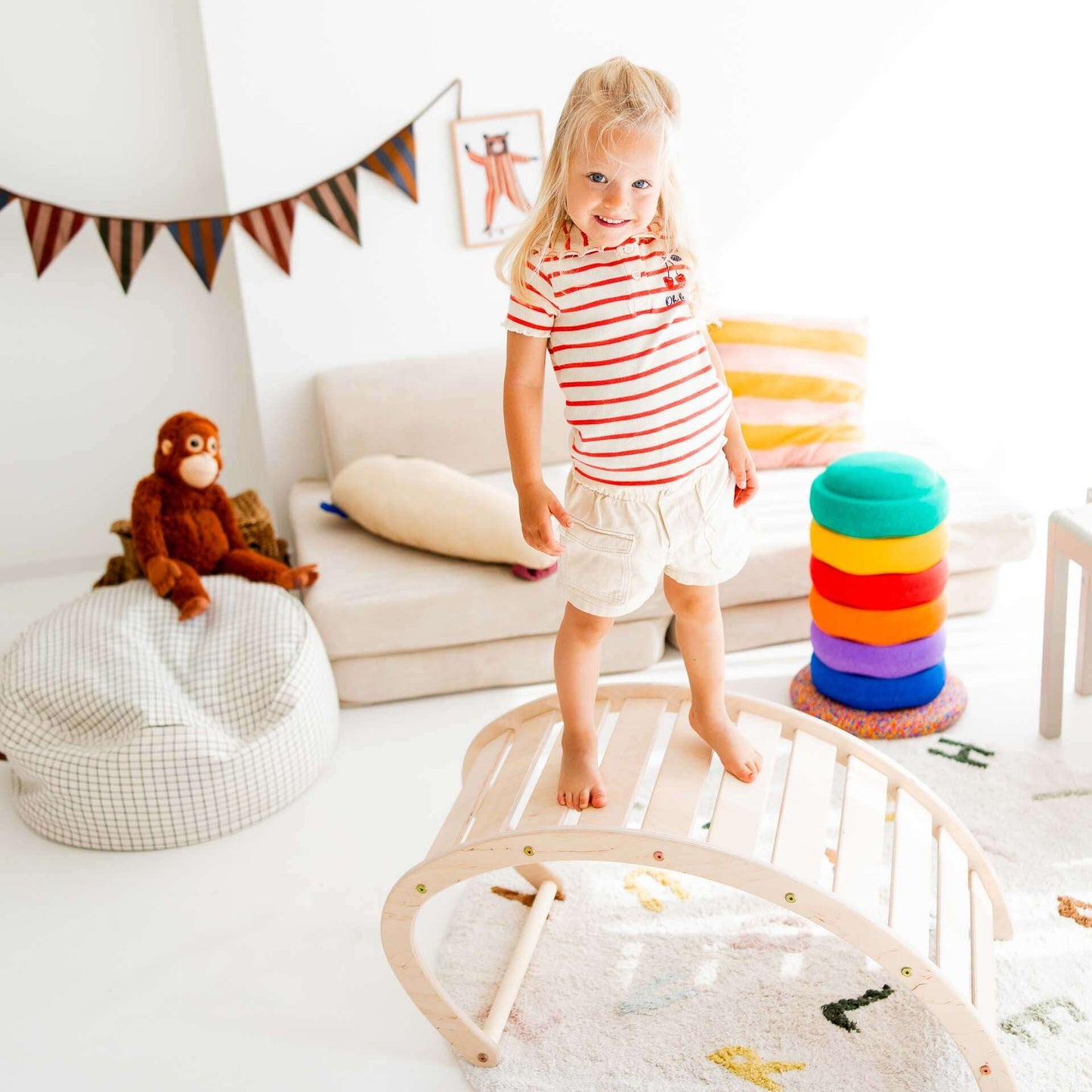 Monkey climbing set - climbing triangle, slide & arch