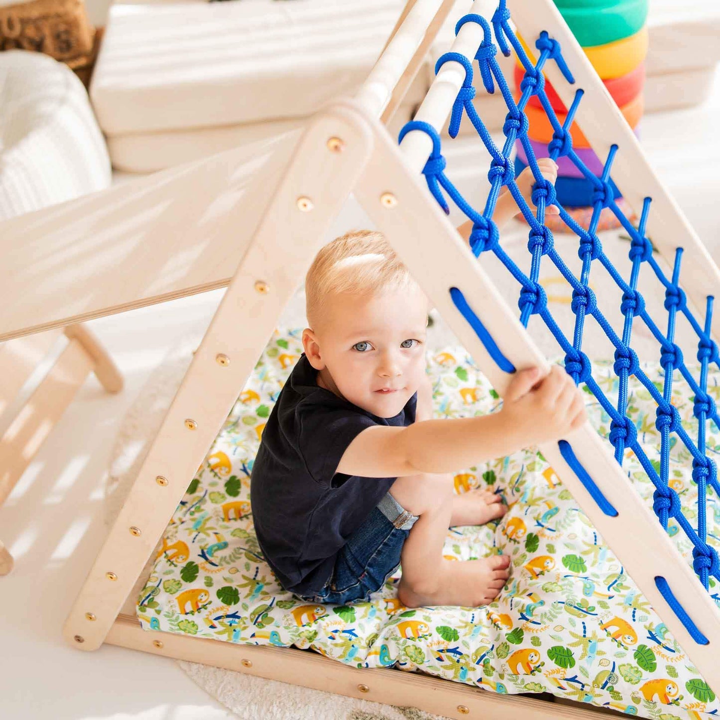 Monkey climbing set - climbing triangle, slide & arch