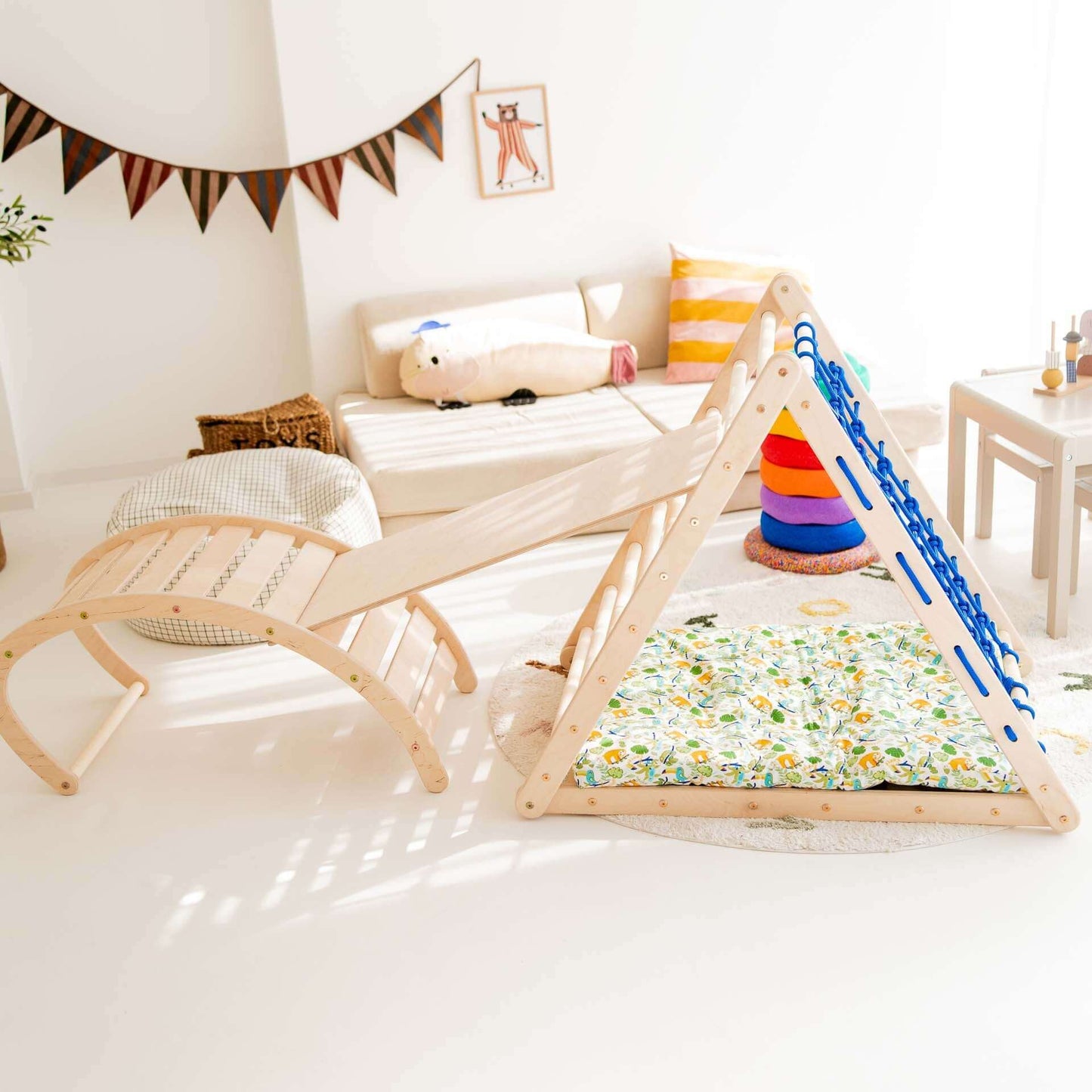 Monkey climbing set - climbing triangle, slide & arch