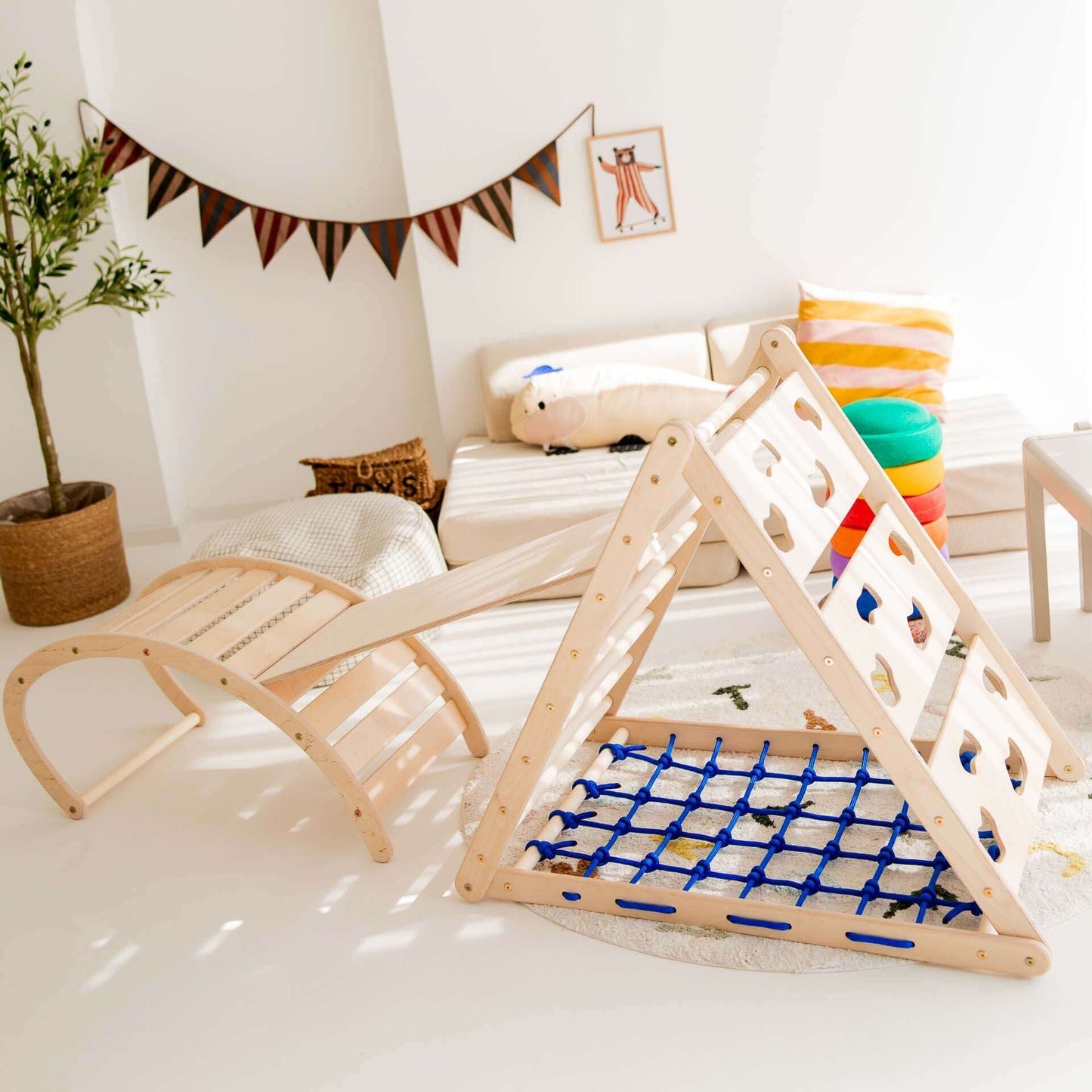 Monkey climbing set - climbing triangle, slide & arch