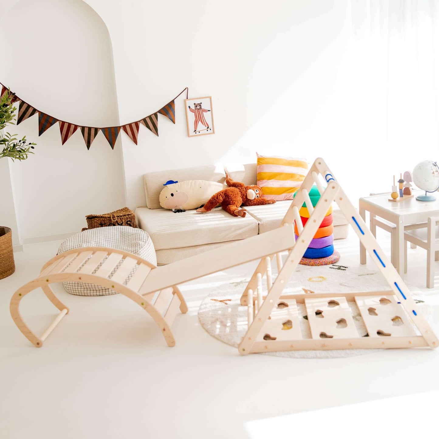 Monkey climbing set - climbing triangle, slide & arch