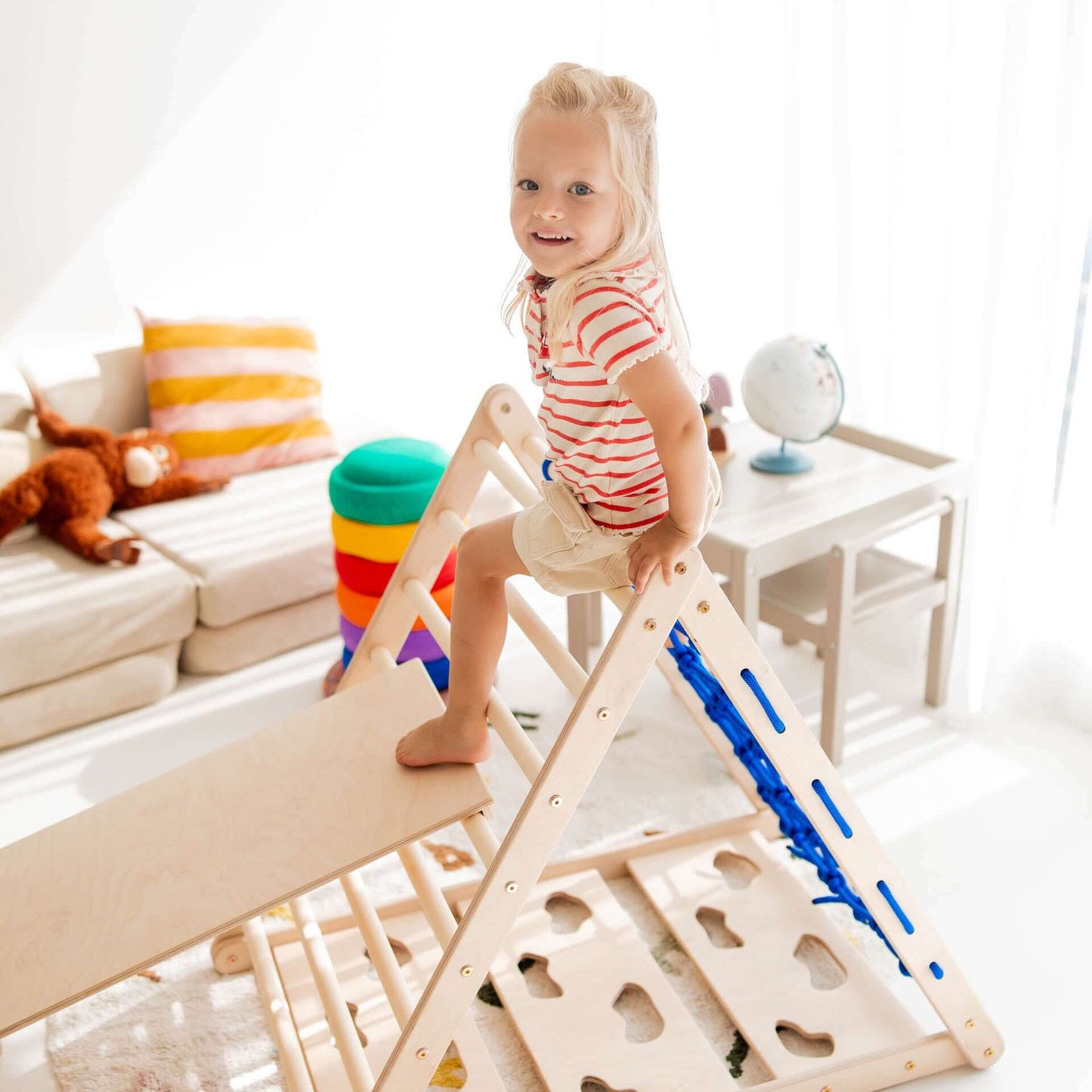 Monkey climbing set - climbing triangle, slide & arch