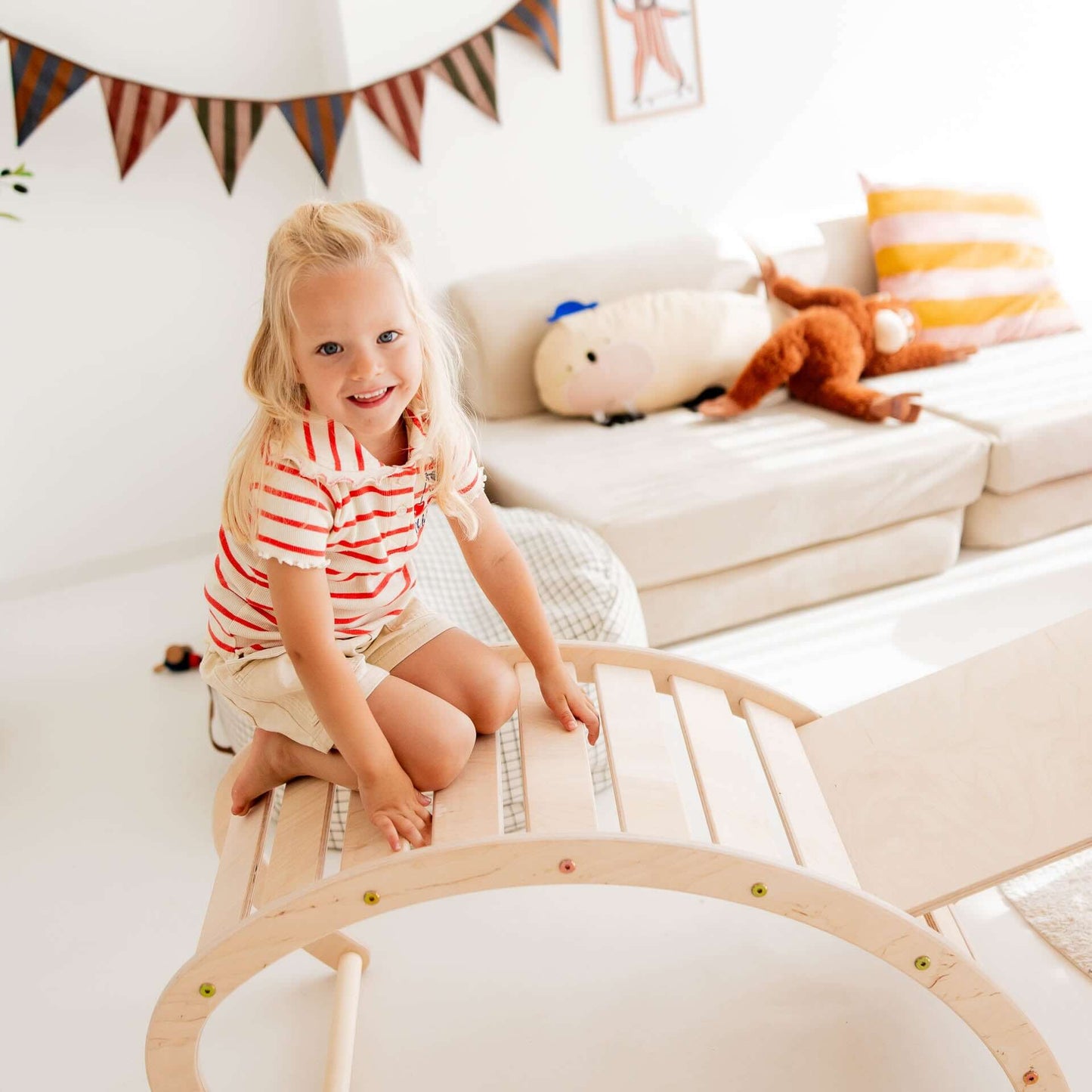 Monkey climbing set - climbing triangle, slide & arch