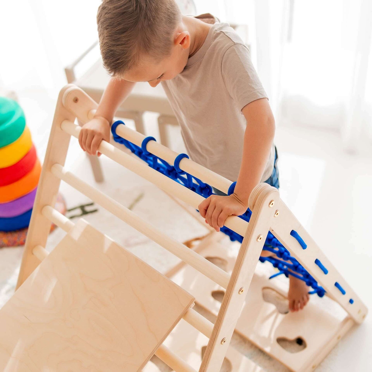 Monkey climbing set - climbing triangle, slide & arch