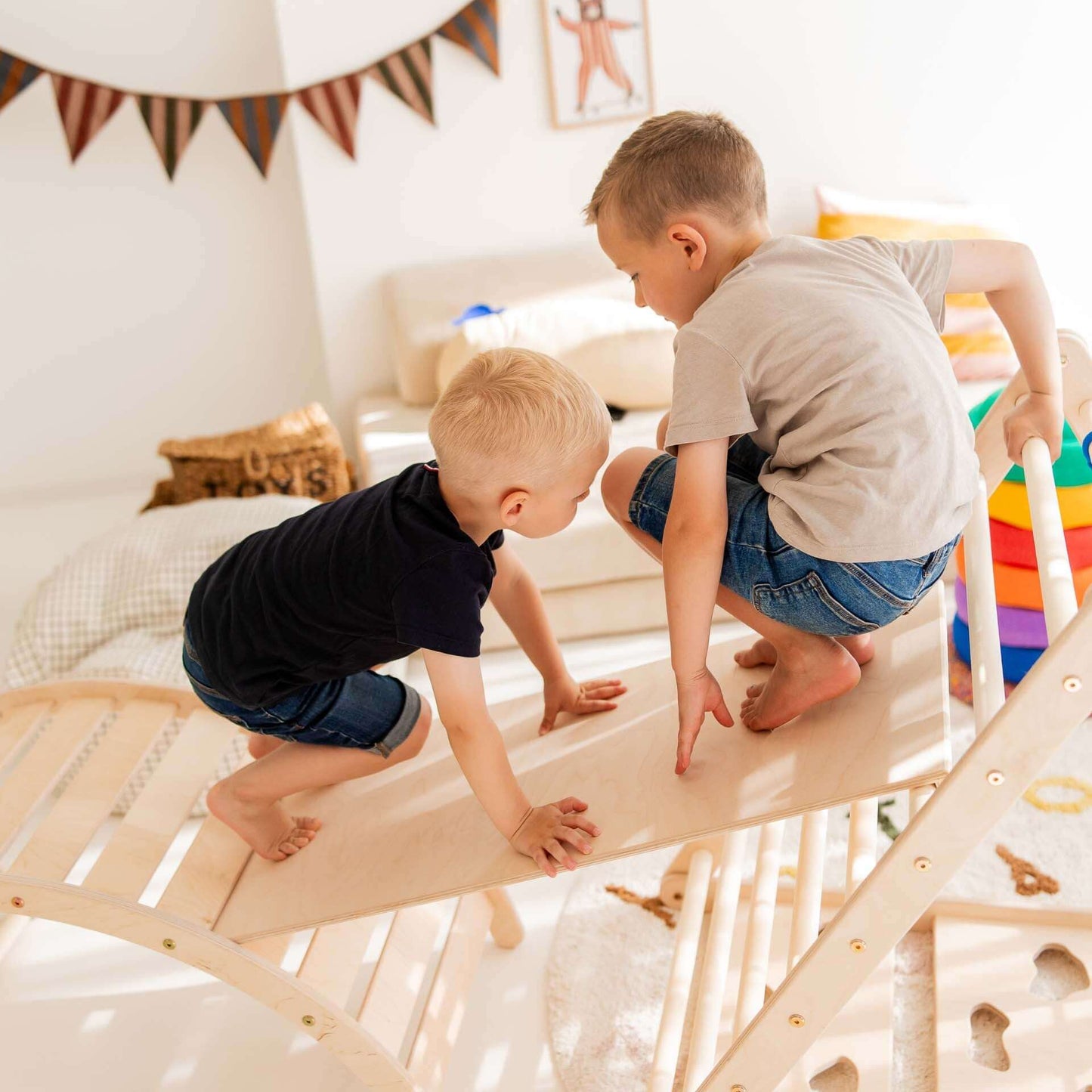 Monkey climbing set - climbing triangle, slide & arch