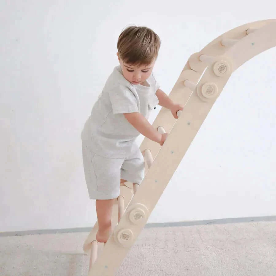 Klettergerüst "L" für Kinder, unbehandeltes Holz