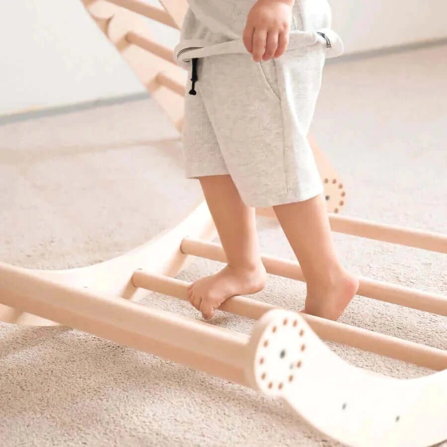 Klettergerüst "L" für Kinder, unbehandeltes Holz