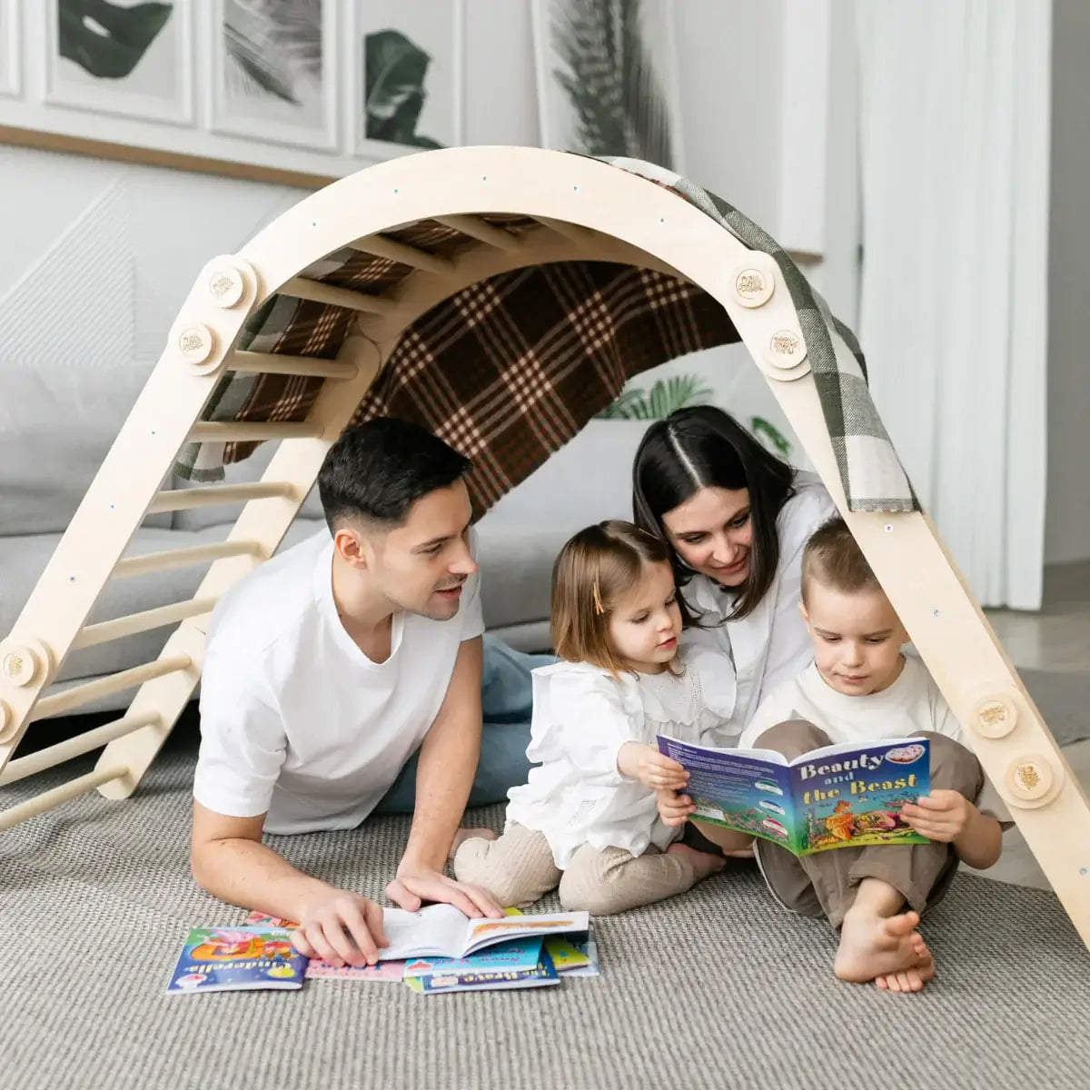 Klettergerüst "L" für Kinder, unbehandeltes Holz
