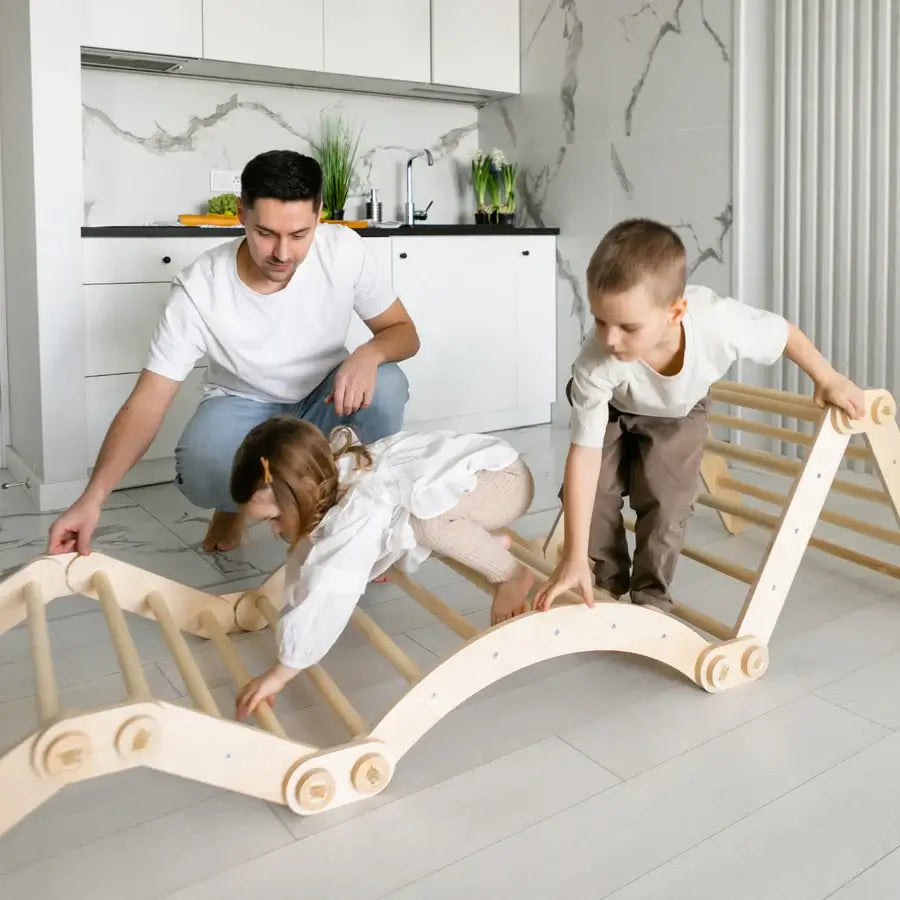 Klettergerüst "L" für Kinder, unbehandeltes Holz