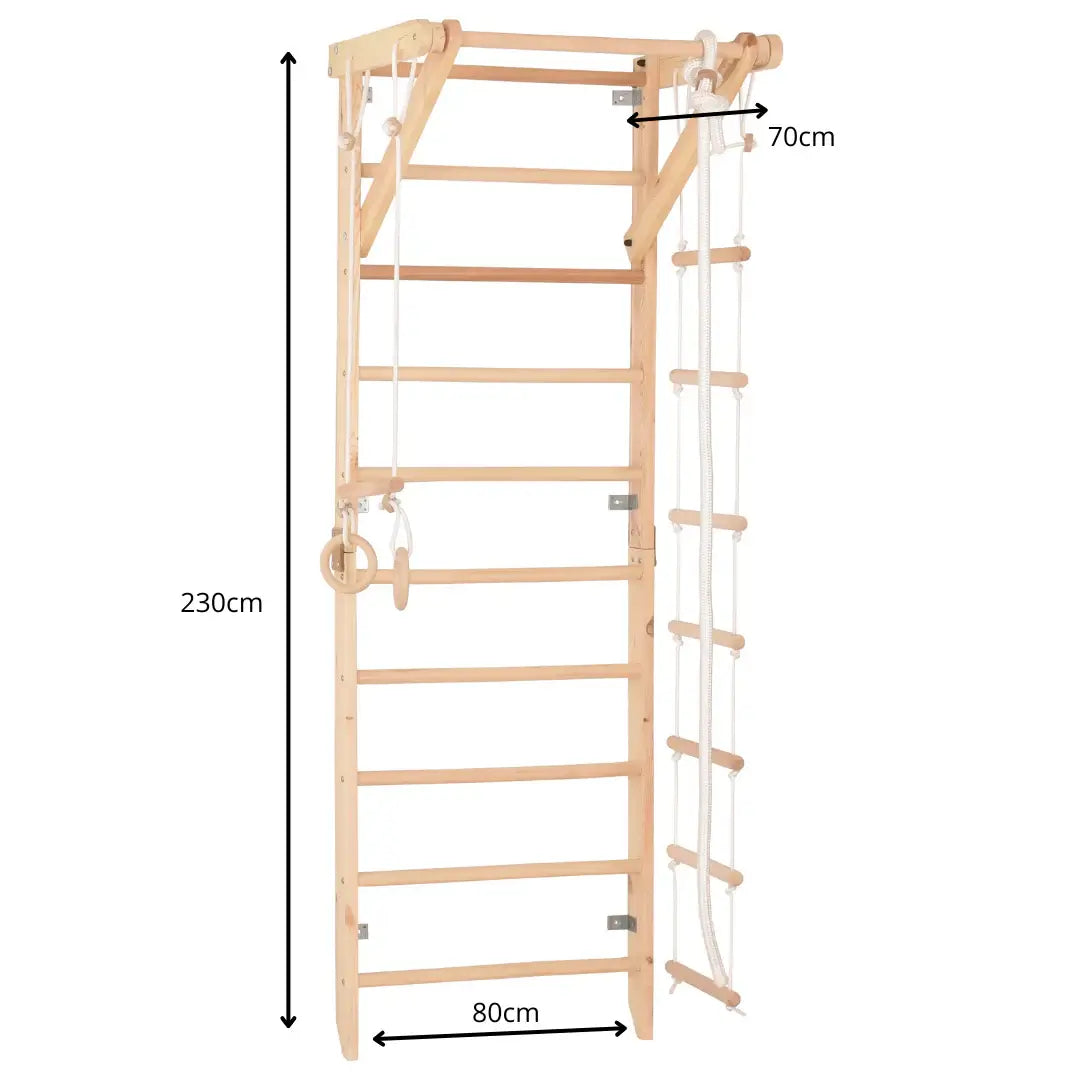 Climbing wall SPORT2 for children and young people, untreated wood