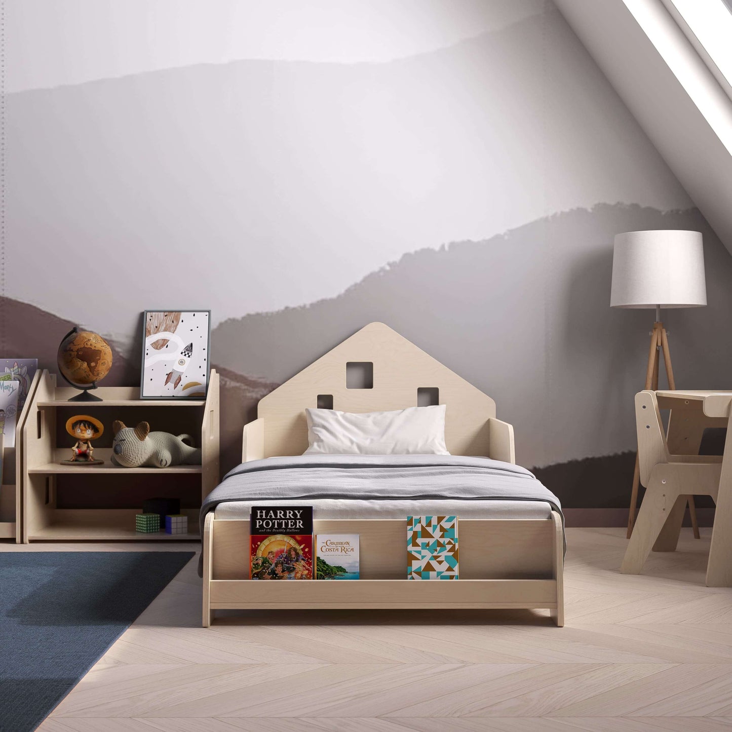 Montessori Kinderbett, verstellbar mit Beleuchtung, versch. Farben