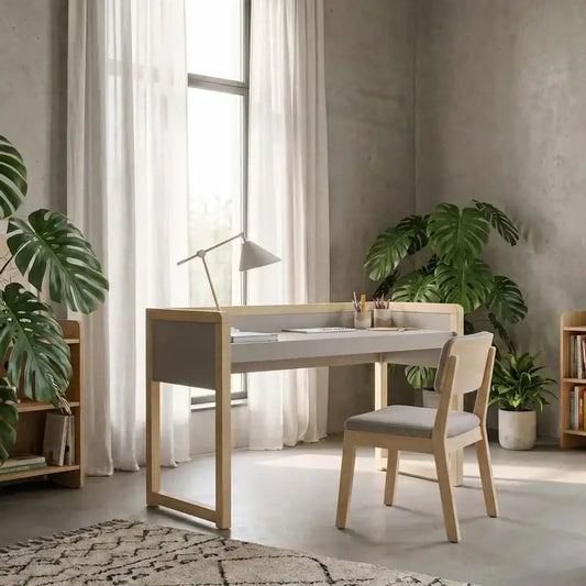 STOLLY mitwachsender Kinderschreibtisch in Beige im Detail