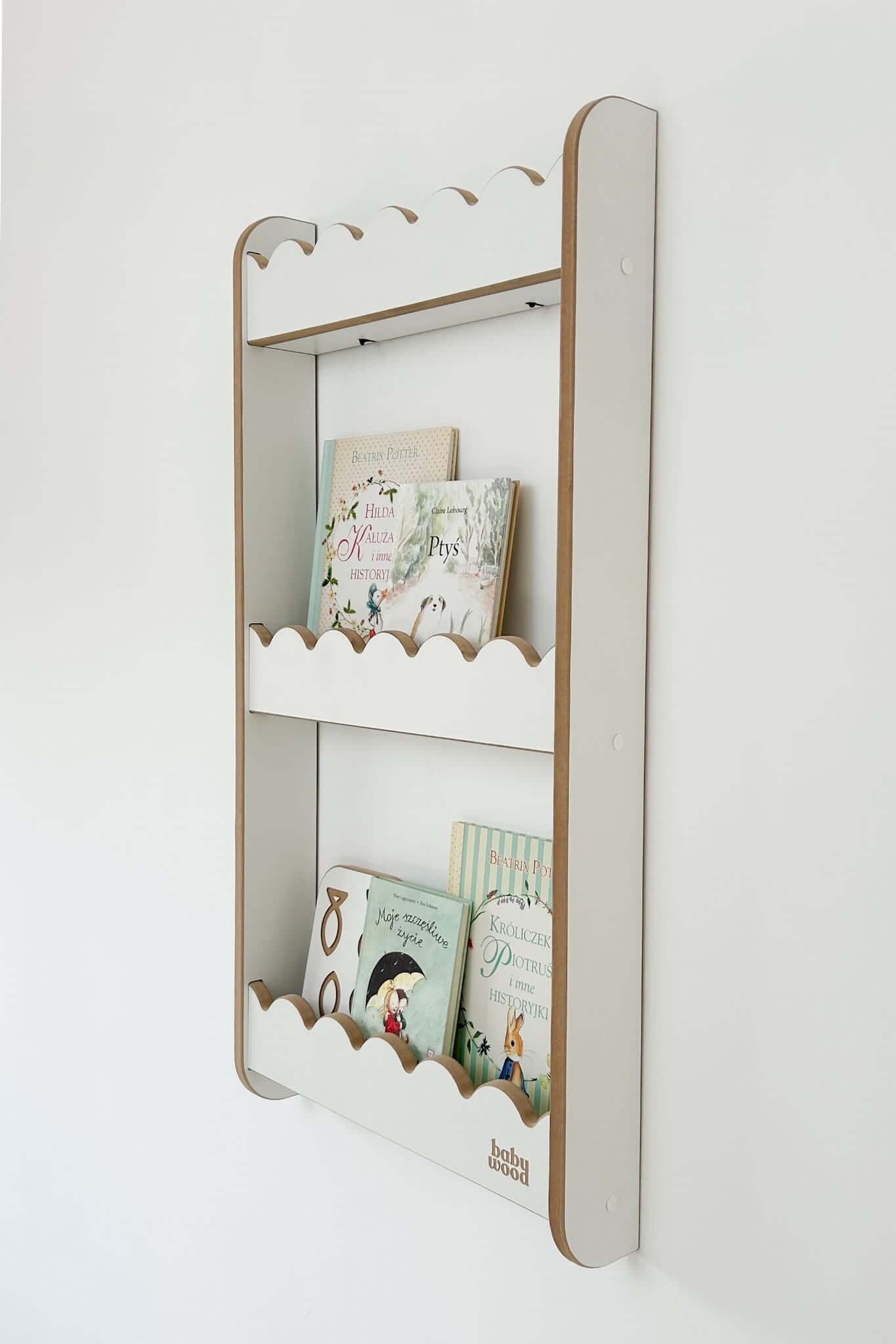 Wall shelf for books "Wave", various sizes and colors