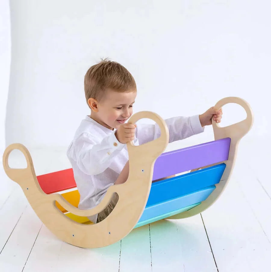 Montessori Kletterbogen Bunt mit Rutsche / Leiter