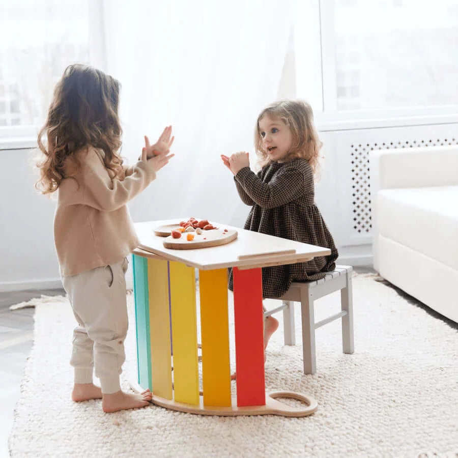 Montessori Kletterbogen Bunt mit Rutsche / Leiter