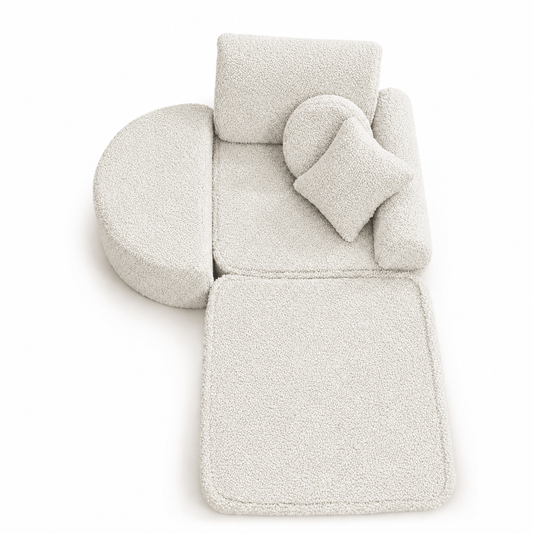 Kindersessel 3-in-1 Max Bearly - faltbare Kindercouch & Spielmatratze - Soft Teddy Edition