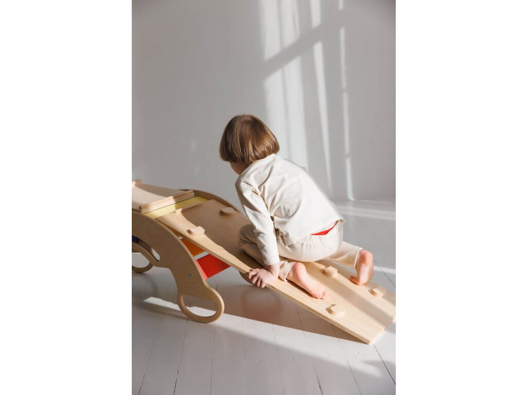 Montessori Kletterbogen Bunt mit Rutsche / Leiter