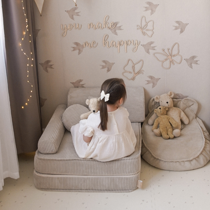 Kindersessel 3-in-1 Ästhetik Cord - Faltbare Kindercouch & Spielmatratze - Classic Cord Edition