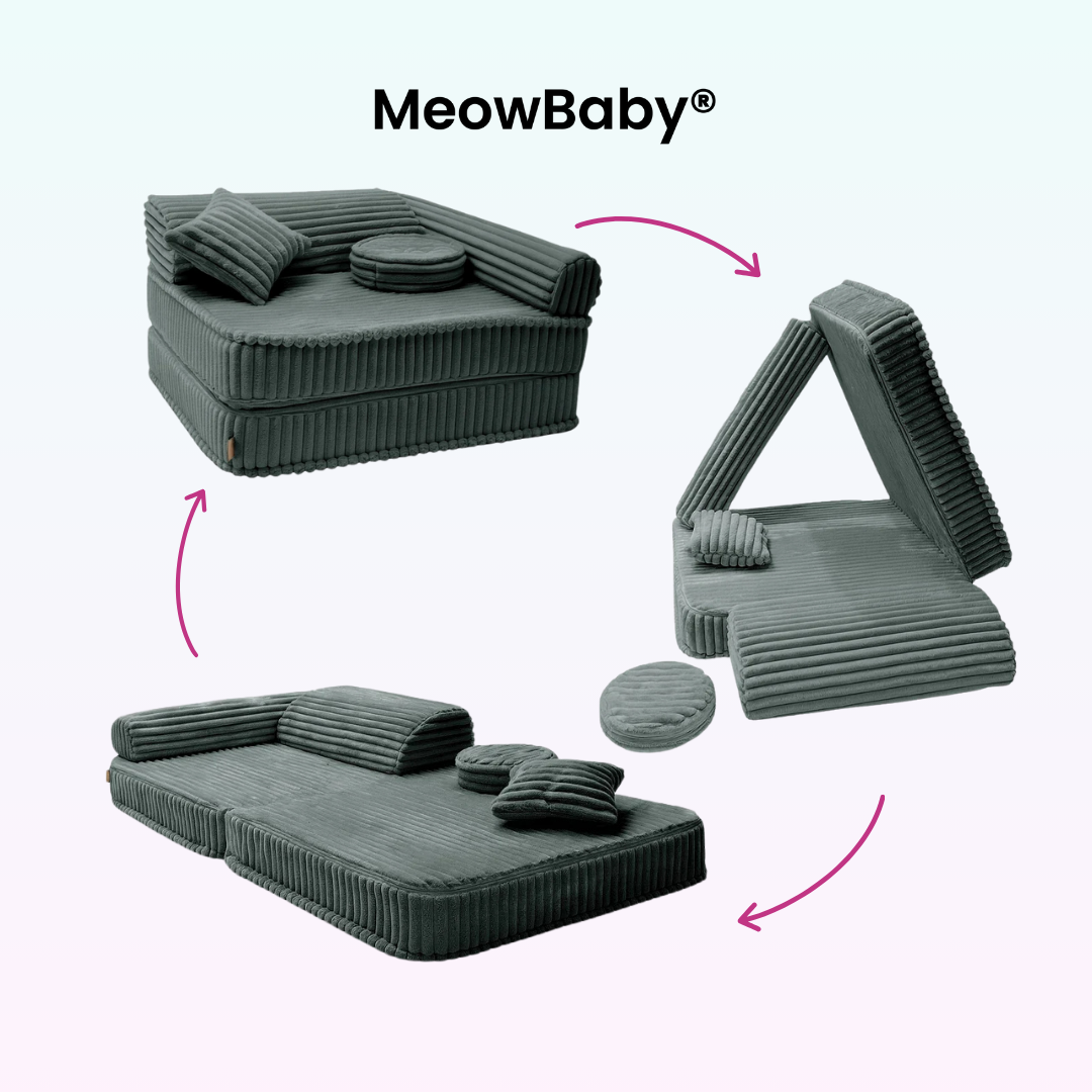 Kindersessel 3-in-1 Churros - Faltbare Kindercouch & Spielmatratze - Plüschcord Edition