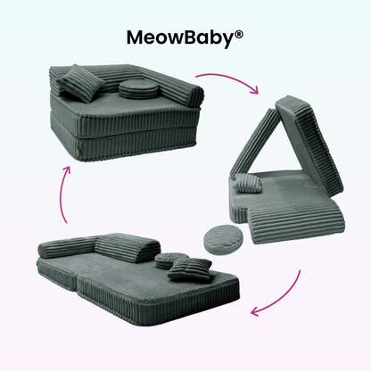 Kindersessel 3-in-1 Churros - Faltbare Kindercouch & Spielmatratze - Plüschcord Edition