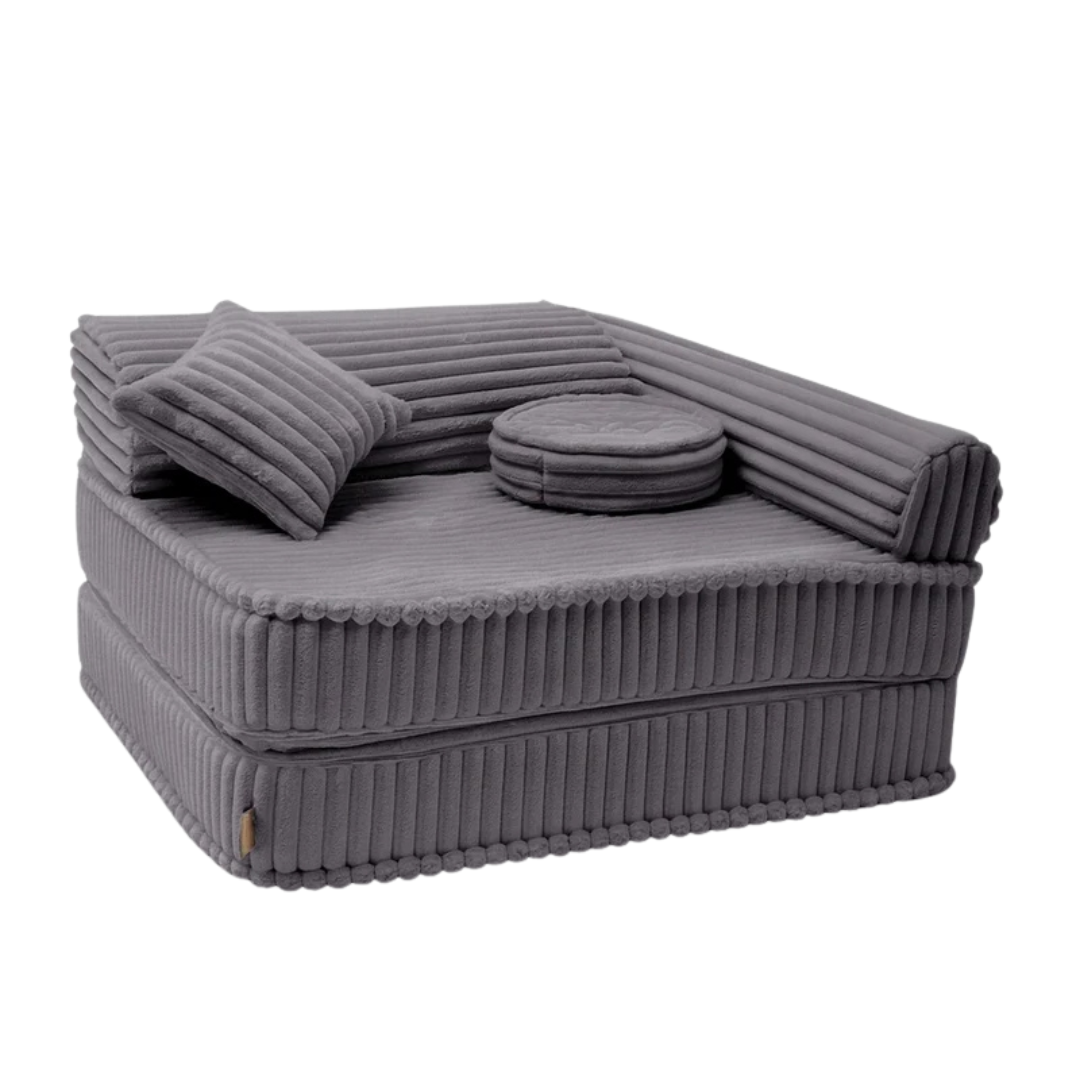 Kindersessel 3-in-1 Churros - Faltbare Kindercouch & Spielmatratze - Plüschcord Edition