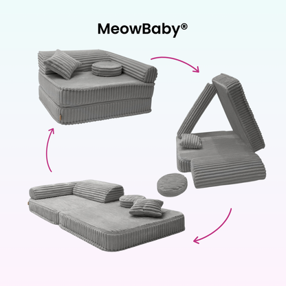 Kindersessel 3-in-1 Churros - Faltbare Kindercouch & Spielmatratze - Plüschcord Edition