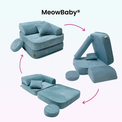 Kindersessel 3-in-1 Ästhetik Cord - Faltbare Kindercouch & Spielmatratze - Classic Cord Edition