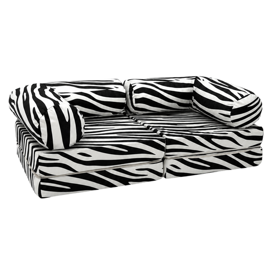 Kindersofa Zebra – kuscheliger Chenille-Bezug in Creme