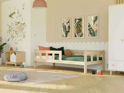Kinderbett PAULINE mit Rausfallschutz & Zubehör, versch. Maße & Farben