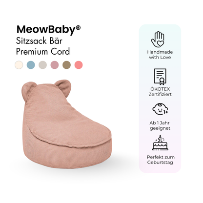 Kindersessel Bären-Sitzsack Cord Premium - Slim Cord Edition