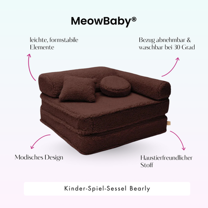 Kindersessel 3-in-1 Bearly - Faltbare Kindercouch & Spielmatratze - Soft Teddy Edition