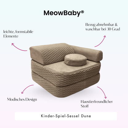 Kindersessel 3-in-1 Dune - Faltbare Kindercouch & Spielmatratze