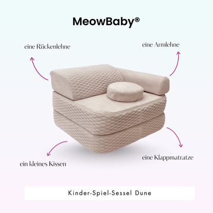 Kindersessel 3-in-1 Dune - Faltbare Kindercouch & Spielmatratze