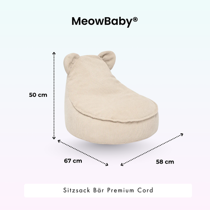 Kindersessel Bären-Sitzsack Cord Premium - Slim Cord Edition