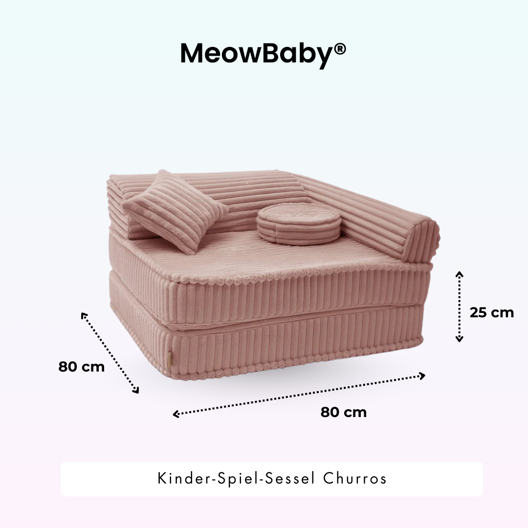 Kindersessel 3-in-1 Churros - Faltbare Kindercouch & Spielmatratze - Plüschcord Edition