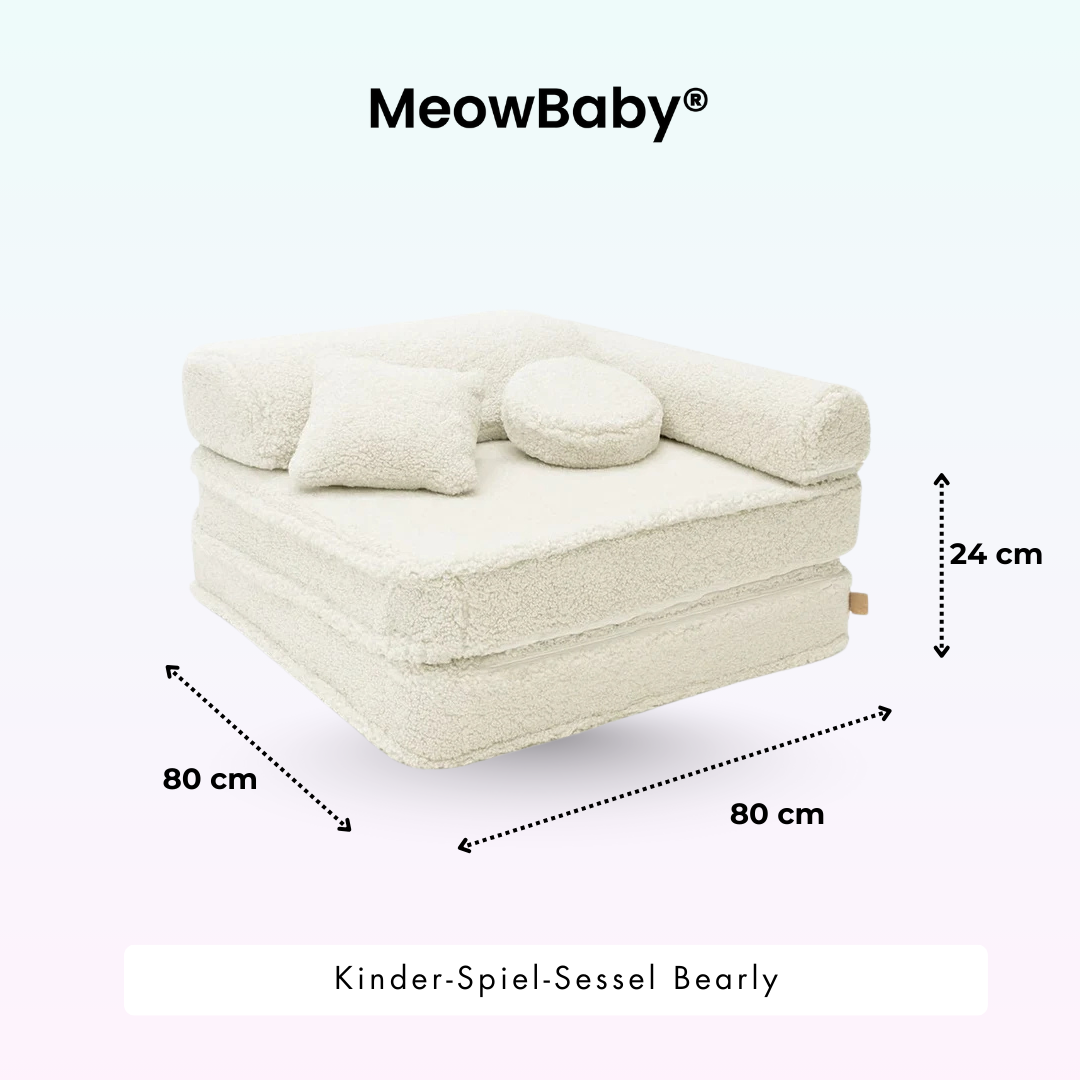Kindersessel 3-in-1 Bearly - Faltbare Kindercouch & Spielmatratze - Soft Teddy Edition