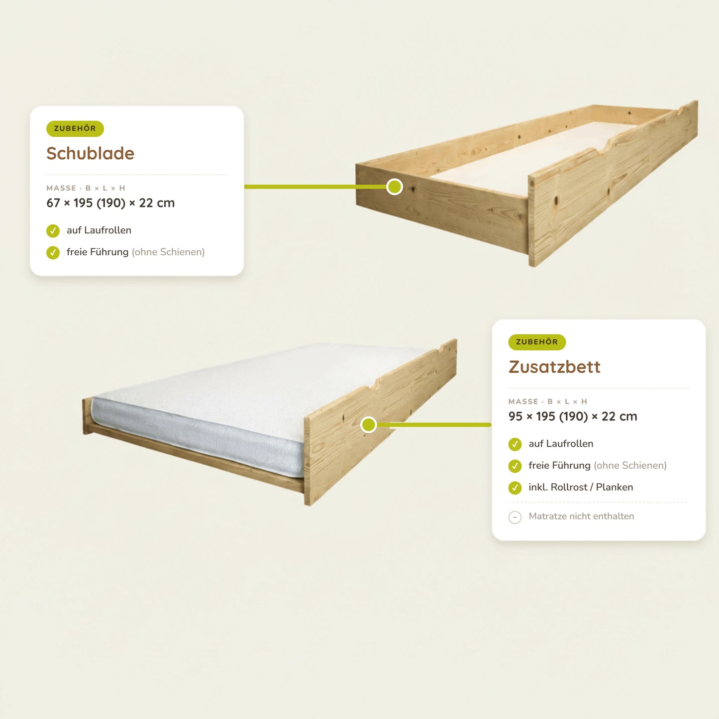 Holz Etagenbett HANNES für 3 Personen mit Stufenregal, 90x200 cm & 140x200 cm, versch. Farben