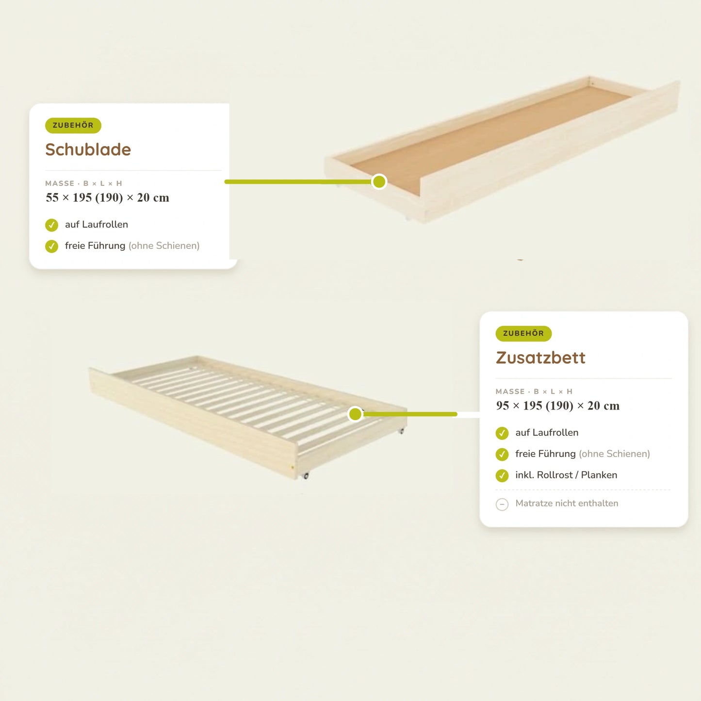 Holz Etagenbett ELA mit Leiter vorne für 3 Personen, versch. Farben & Zubehör