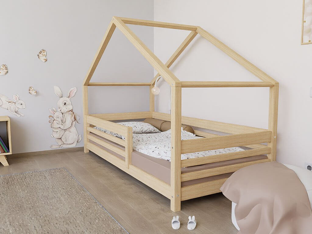 Hausbett EMMI für Kinder mit Rausfallschutz, versch. Maße & Farben