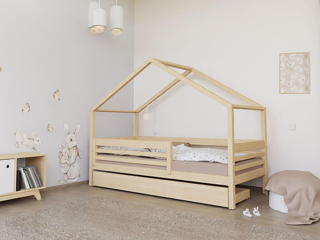Hausbett EMMI für Kinder mit Rausfallschutz, versch. Maße & Farben