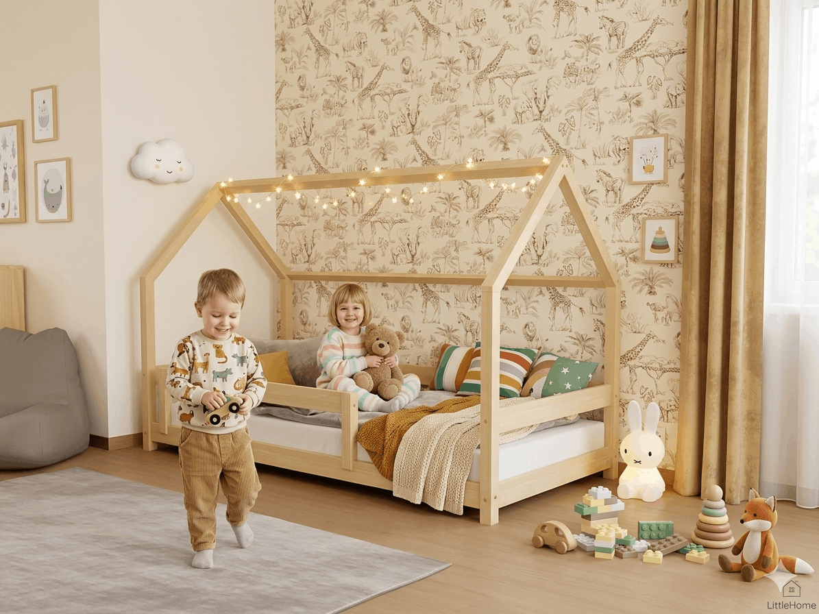 Hausbett FENNA für Kinder mit Rausfallschutz, versch. Maße & Farben