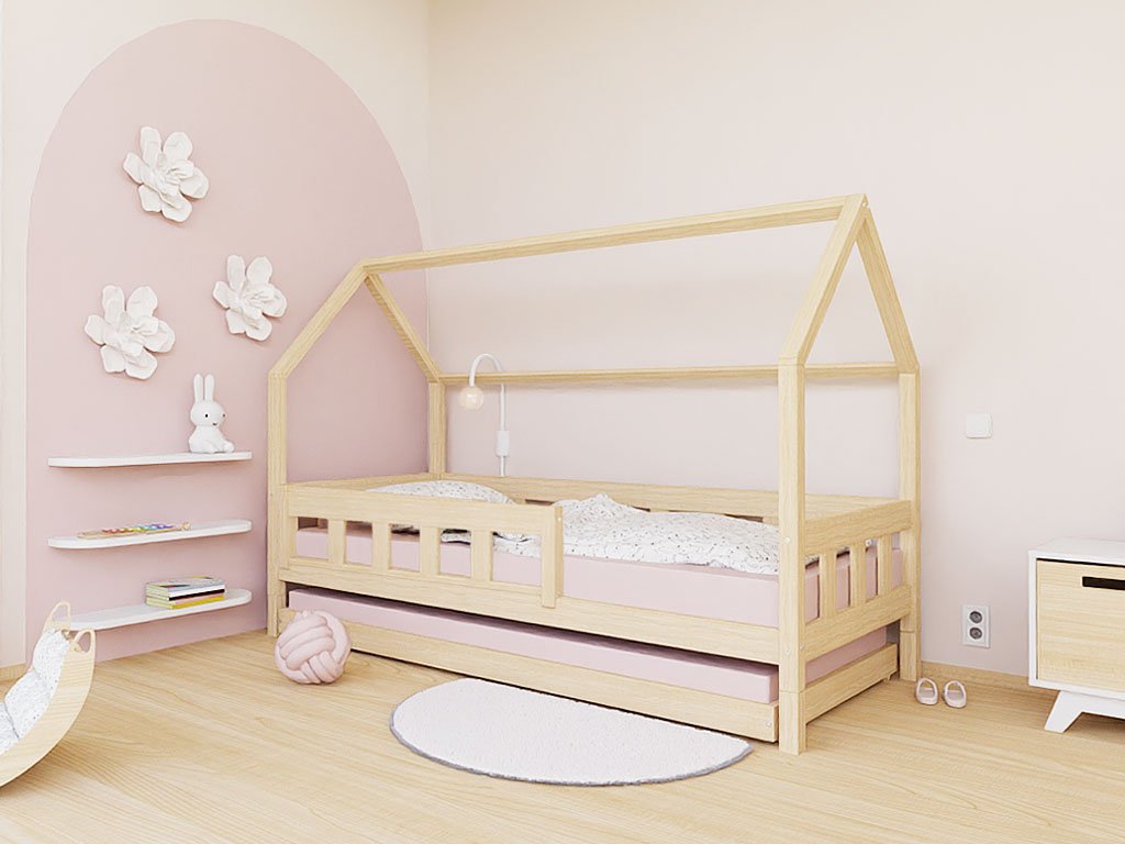 Hausbett ANNI für Kinder mit Rausfallschutz, versch. Maße & Farben